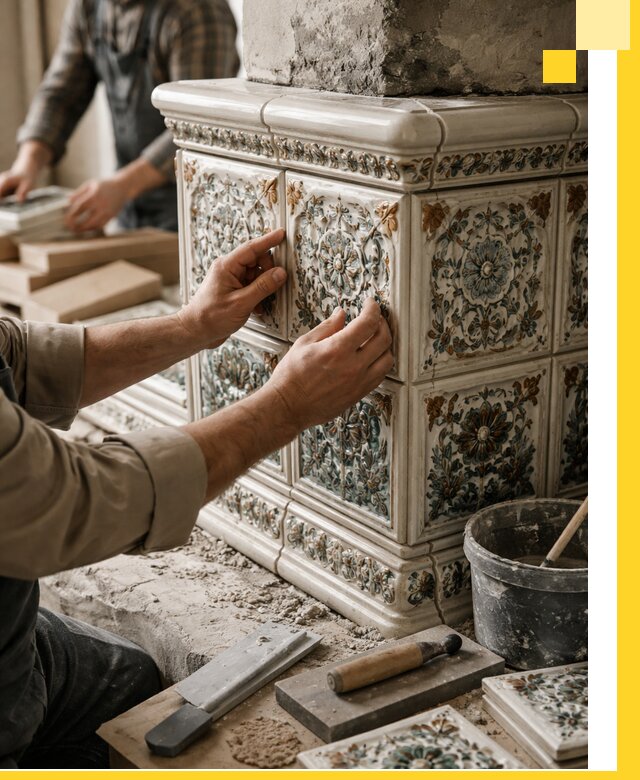 Изразцовые камины под ключ в Барнауле: проект и монтаж