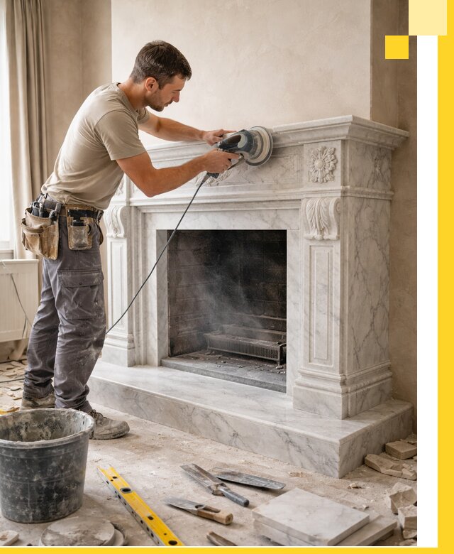 Изготовление и установка мраморных каминов в Барнауле под ключ