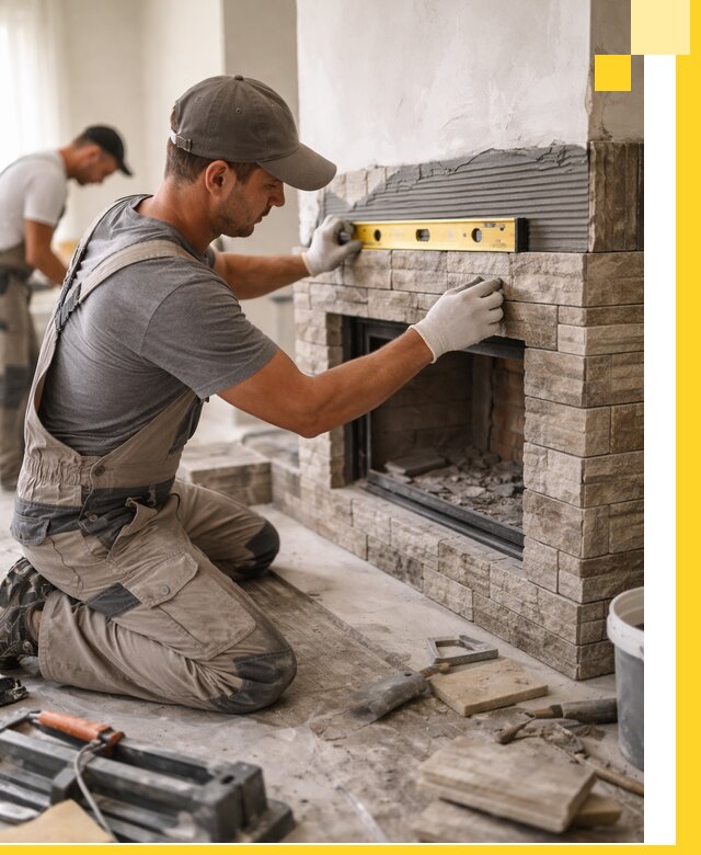 Облицовка каминов в Барнауле, монтаж и отделка натуральным камнем