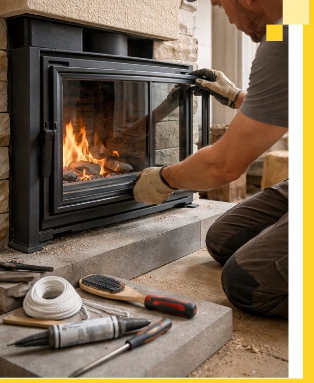 Производство, монтаж и доставка каминов со стеклом в Барнауле