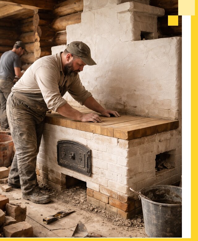 Проектирование и установка русской печи с лежанкой в Барнауле