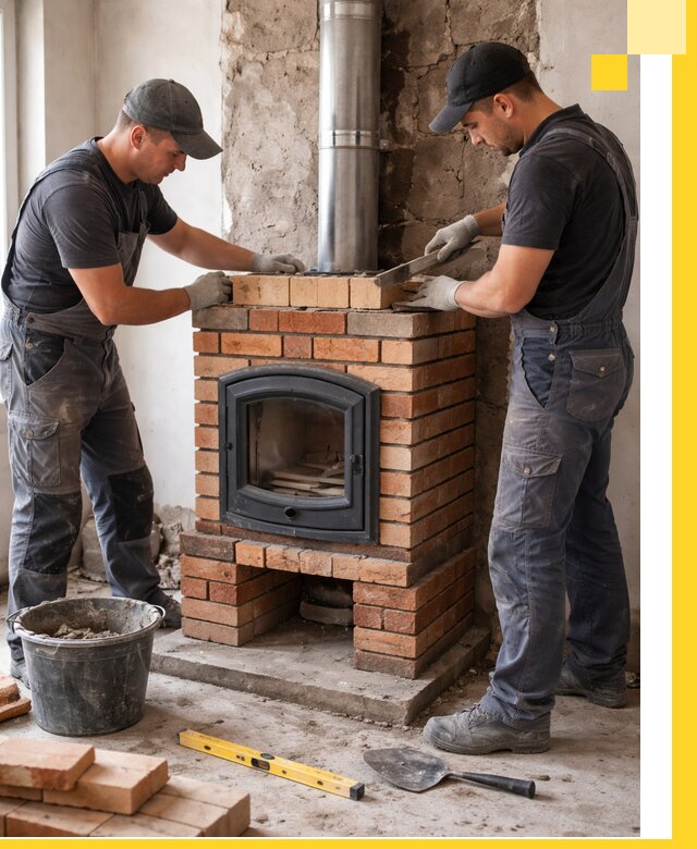 Монтаж печи камина под ключ в Барнауле с гарантией и пусконаладкой