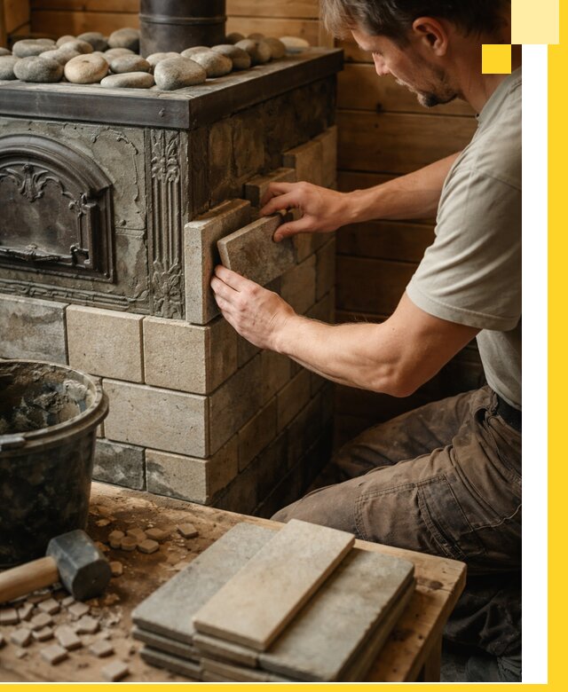 Облицовка банных печей в Барнауле профессиональная отделка