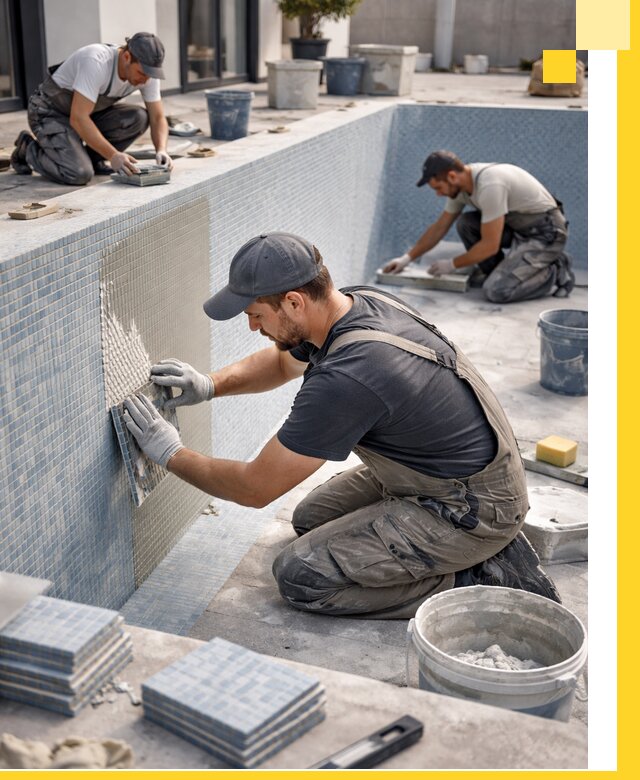 Облицовка бассейнов в Барнауле плитка мозаика гидроизоляция