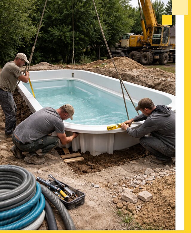 Установка и монтаж композитных бассейнов под ключ в Барнауле