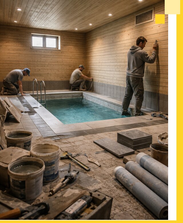 Строительство бани с бассейном и сауной под ключ в Барнауле