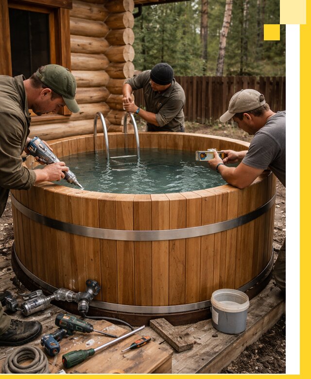 Строительство бань с купелью под ключ и отделкой в Барнауле