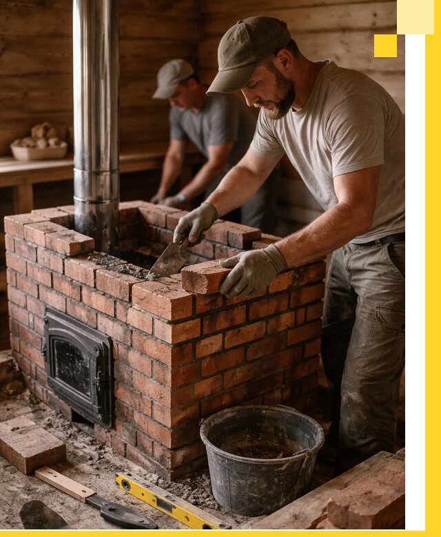 Кирпичные печи для бани под ключ в Барнауле, проект и монтаж