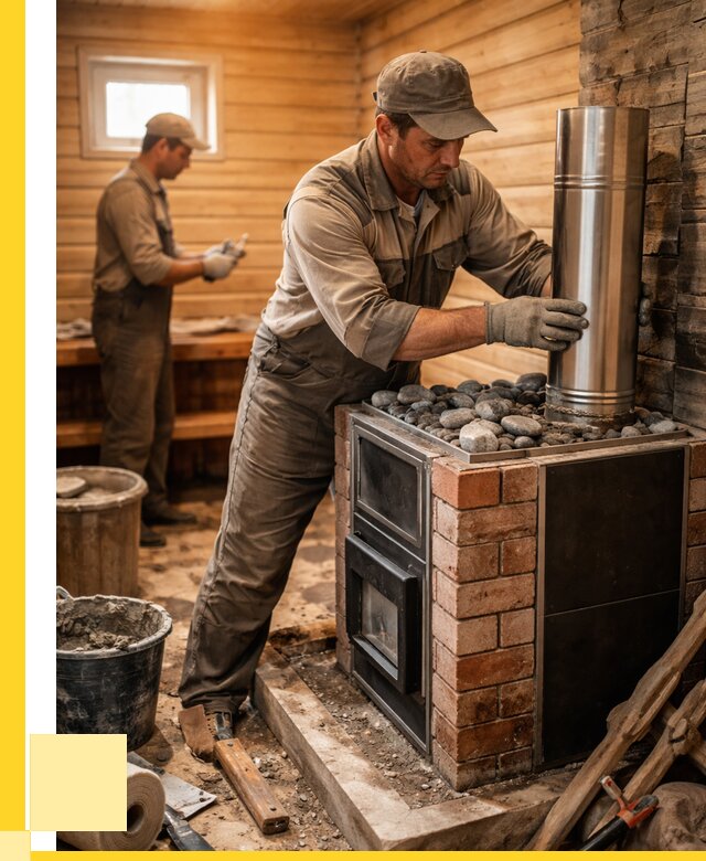 Монтаж печи в бане под ключ в Барнауле от 20232 р. | ЭриданБрн