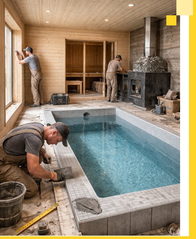 Проект бани с бассейном и сауной в Барнауле под ключ