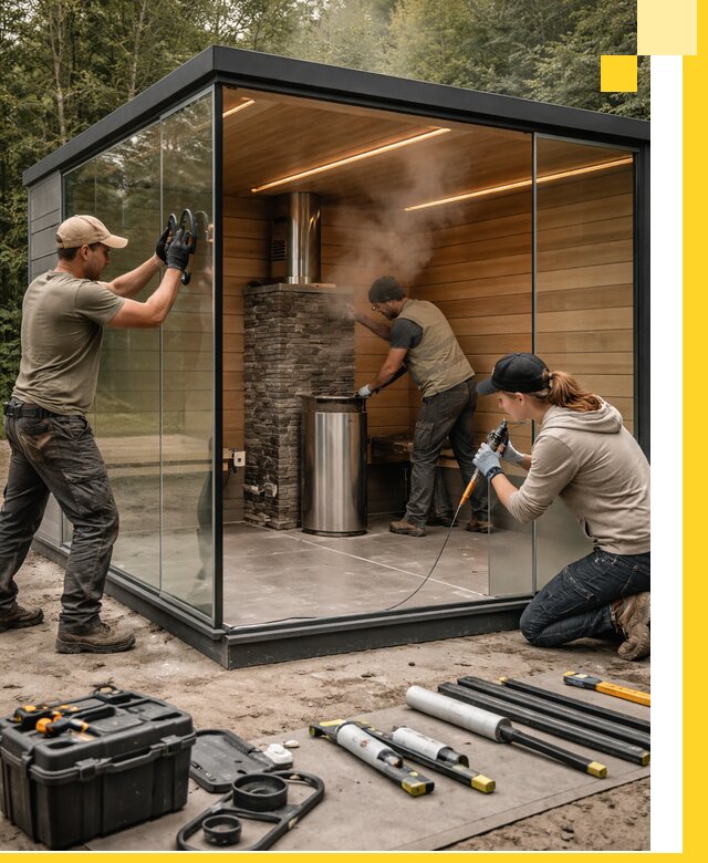 Проектирование и строительство стеклянных бань в Барнауле