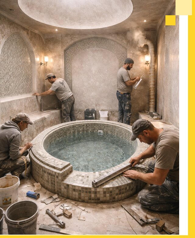 Профессиональное строительство хамама с бассейном в Барнауле под ключ