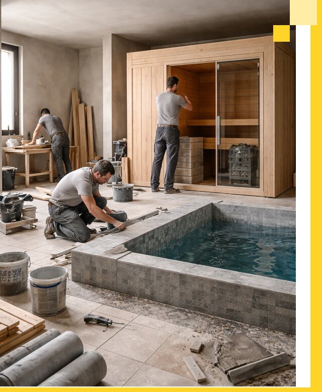 SPA зоны под ключ с бассейном сауной и печью в Барнауле